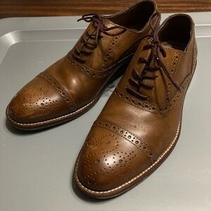 Johnston & Murphy Mens Size 8 M Brown Leather Cap Toe Dress Shoes